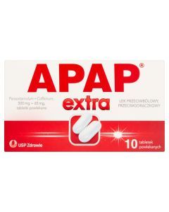 Apap Extra, 500 mg + 65 mg, tabletki powlekane, 10 szt.