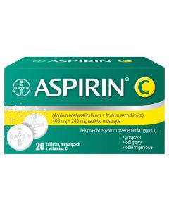 Aspirin C, 400 mg + 240 mg, tabletki musujące, 20 szt.