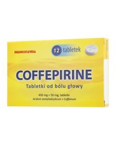Coffepirine Tabletki od b&oacute;lu głowy, 450mg + 50mg, tabletki, 12 szt.