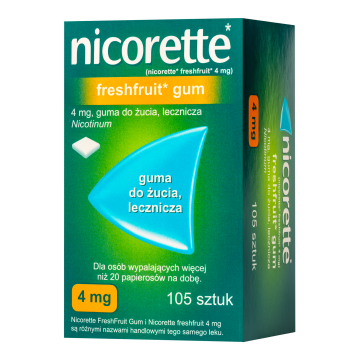 Nicorette FreshFruit Gum, 4 mg, (i.rów),Delf, Grecja, 105 szt.