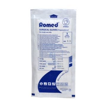 Rekawiczki chir.Romed,lat,jal,pudr,r.6,5,1para