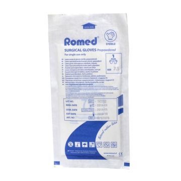 Rekawiczki chir.Romed,lat,jal,pudr,r.7,5,1para