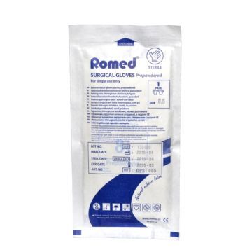 Rekawiczki chir.Romed,lat,jal,pudr,r.8,5,1para
