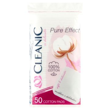 Cleanic, Pure Effect Soft Touch, płatki kosmetyczne kwadratowe, 50 szt.