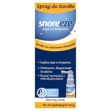 Snoreeze, Spray do gardła, ulga w chrapaniu, miętowy smak, 23,5 ml