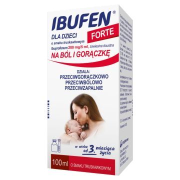 Ibufen dla dzieci forte o smaku truskawkowym, (200mg/5ml), zawiesina doustna, 100 ml