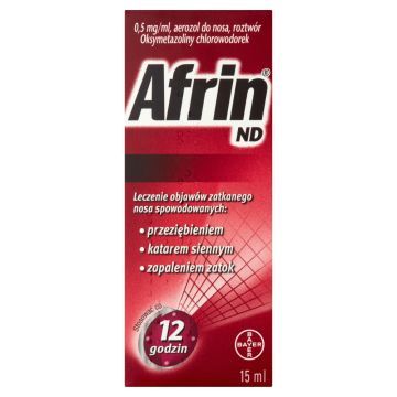 Afrin ND, 0,5 mg/ml, aerozol do nosa, 15 ml
