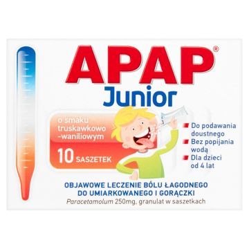 Apap Junior, 250 mg, granulat, 10 saszetek