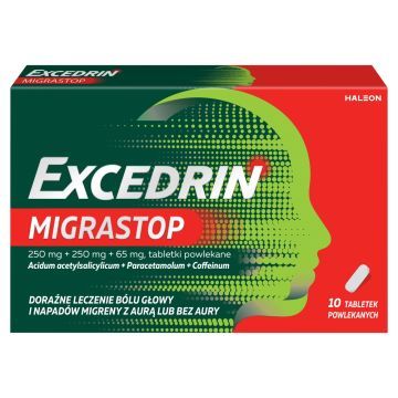 Excedrin MigraStop, 250 mg + 250 mg + 65 mg, tabletki powlekane, 10 szt.