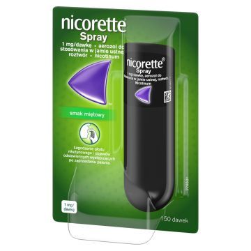 Nicorette Spray,1mg/ dawkę, aerozol do stosowania w jamie ustnej, 1 dozownik (150 dawek)