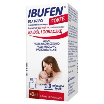 Ibufen forte dla dzieci o smaku truskawkowym, 200 mg/5 ml, zawiesina doustna, 40 ml