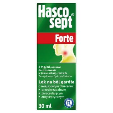 Hascosept Forte, 3 mg/ml, aerozol do stosowania w jamie ustnej, 30 ml