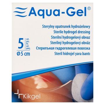 Aqua-Gel, opatrunek hydrożelowy, średnica 5 cm, 5 szt.