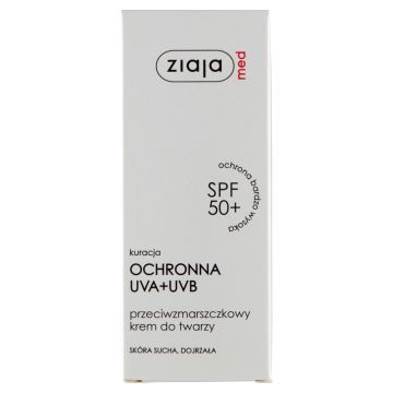 Ziaja Med SPF 50+, przeciwzmarszczkowy krem, cera sucha i dojrzała, 50 ml