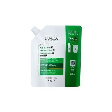 Vichy Dercos, szampon przeciwłupieżowy, włosy suche, refill, 390ml