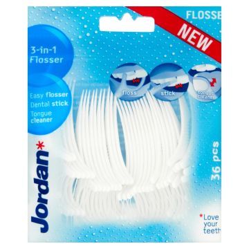 Jordan Flosser 3w1, (nić woskowa + czyścik do języka + wykałaczka), 1 opakowanie