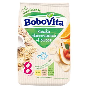 BoboVita, kaszka mleczno-zbożowa 4 owoce, 8m+, 230 g