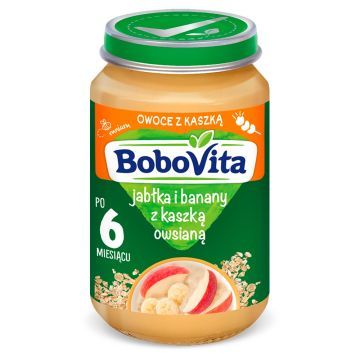 BoboVita, jabłka i banany z kleikiem owsianym, 6 m+, 190 g