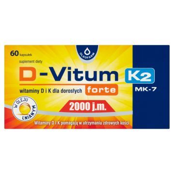 D-Vitum Forte 2000 j.m. K2 MK-7, witaminy D i K dla dorosłych forte, kapsułki, 60 szt.