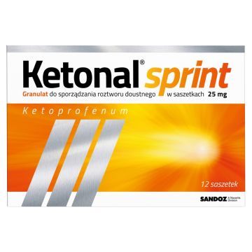 Ketonal Sprint, 25 mg, granulki do sporządzania roztworu doustnego, 12 saszetek