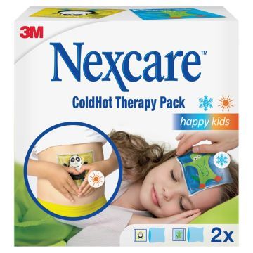 Nexcare ColdHot Therapy Pack Happy Kids, zimno-ciepły okład żelowy wielokrotnego użytku, 11 cm x 12 cm, 2 szt.