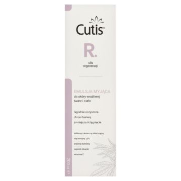 Cutis R-REGENERACJA, emulsja myjąca do skóry wrażliwej – twarz i ciało, 200 ml