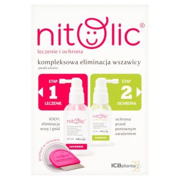 Pipi Nitolic, zestaw, leczenie i ochrona przeciw wszawicy 50 ml + 30 ml + grzebień