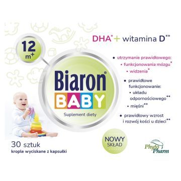 Biaron® Baby 12m+, krople wyciskane z kapsułki, 30 szt.