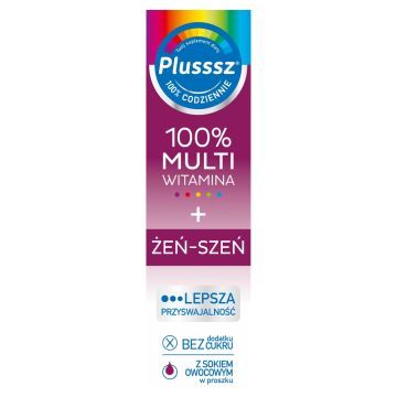 Plusssz 100% Multiwitamina + Żeń-Szeń, tabletki musujące, 20 szt.