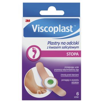 Viscoplast Plastry na odciski z kwasem salicylowym, 70 mm x 12,5 mm, 6 szt.