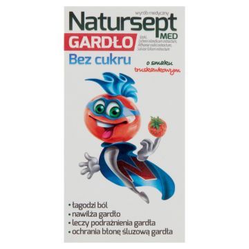 Natursept med gardło, lizaki bez cukru, smak truskawkowy, 6 szt.