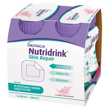 Nutridrink Skin Repair, smak truskawkowy, płyn, 4 x 200 ml