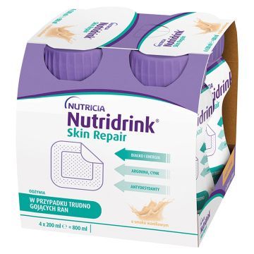 Nutridrink Skin Repair, smak waniliowy, płyn, 4 x 200 ml