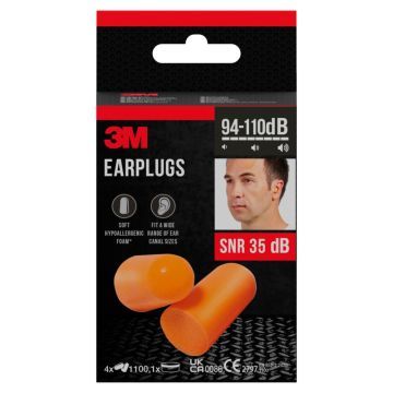 3M Earplugs 1100, zatyczki do uszu, 4 pary + pudełko