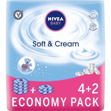 Nivea Baby, chust.,Soft&Cream,378 szt,(6x63)