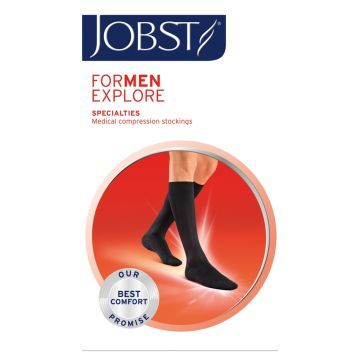 Jobst for Men Explore, rozmiar: IV, czarne, podkolanówki uciskowe dla mężczyzn, CCL 2, 1 para