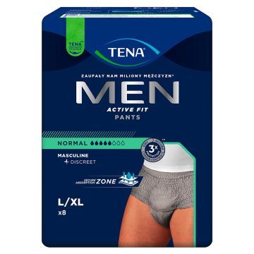 Tena Men Pants Normal OTC Edition, majtki chłonne, rozmiar L/XL, grey, 8 szt.