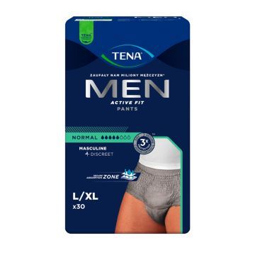 Tena Men Pants Normal, majtki chłonne, rozmiar L/XL, grey, 30 szt.