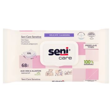 Seni Care Sensitive, chusteczki, pielęgnacyjne, 68szt,z klipsem