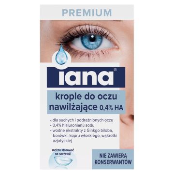 Iana Premium, krople do oczu, nawilż.,0,4% HA, 10 ml