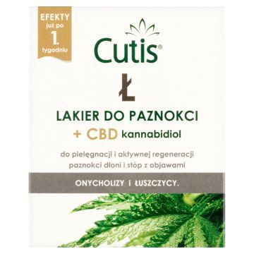 Cutis Ł Lakier do paznokci + CBD kannabidiol do paznokci z objawami onycholizy i łuszczycy
