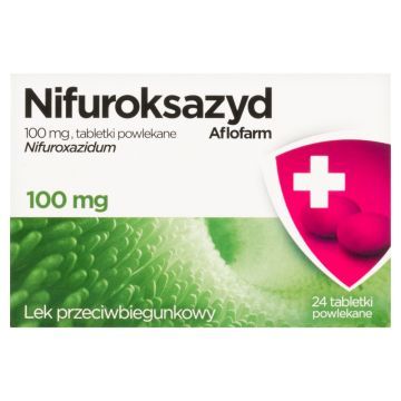 Nifuroksazyd Aflofarm, 100 mg, tabl.powl., 24 szt