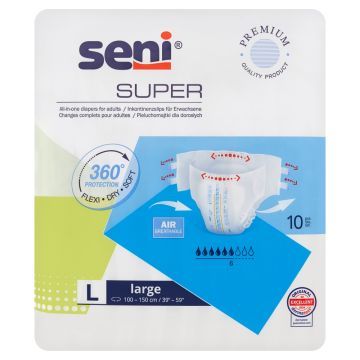 Seni Super, pieluchomajtki, large, dla dorosłych, 10 szt