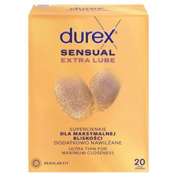 Durex Sensual Extra Lube, prezer, super cienkie,nawilż,20szt