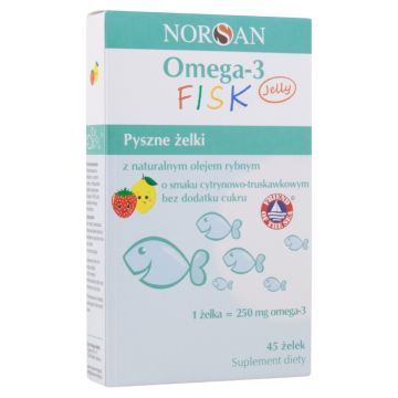 Norsan, Omega-3 Fisk z naturalnym olejem rybnym, żelki, 45 szt