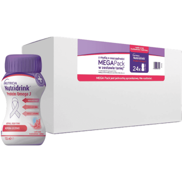 Nutridrink Protein Omega 3,płyn, rześki smak truskawka-malina, 24x125nml