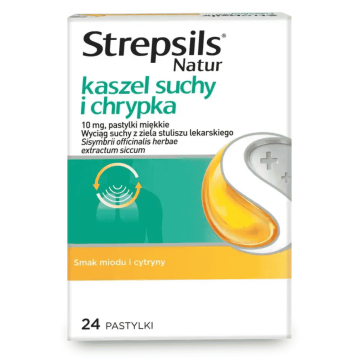 Strepsils Natur kaszel suchy i chrypka,10mg,past.mi?kk,24szt