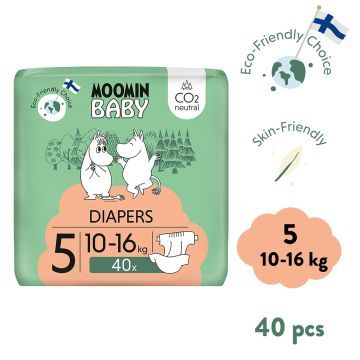 Moomin Baby 5 Maxi 10–16 kg, eko pieluszki, 40 szt.