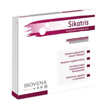 Sikatris, silikonowy plastrer na blizny, 10 cm x 10 cm, 5 szt.