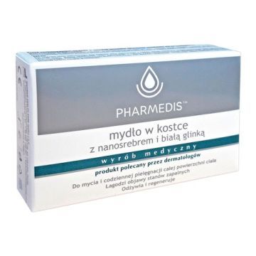 Pharmedis Kropla Zdrowia, mydło w kostce z nanosrebrem i białą glinką, 100 g